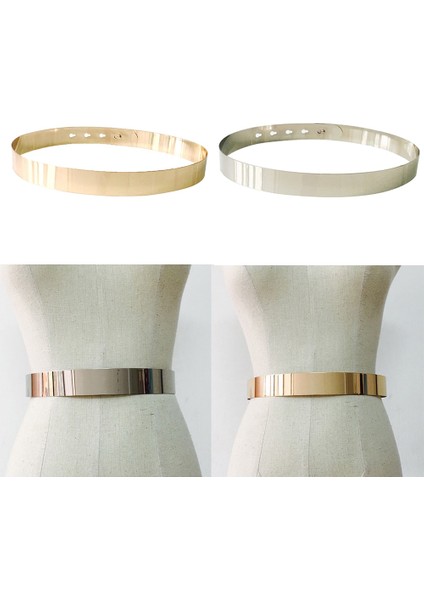 Kadınlar Ayarlanabilir Metal Bel Kemeri Metalik Bling Kadın Altın Gümüş Renk Plaka Vintage Bayan Basit Kemerler Ayna Kemer (Yurt Dışından) indirimleri