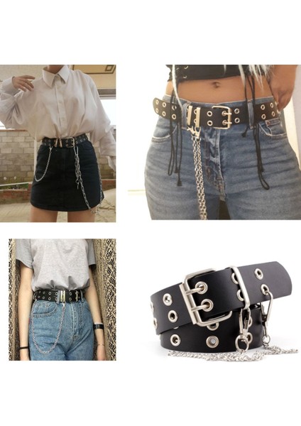 Kadın Punk Zincir Moda Kemer Ayarlanabilir Çift/tek Sıra Delik Kuşgözü Kemer Kuşgözü Zincir Dekoratif Kemerler Yeni 2020 Sıcak (Yurt Dışından) modelleri