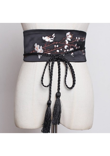 Lookloland Çin Retro Işlemeli Elbise Kemer Kadın Kimono Kemer Elastik Bel Kuşak Geniş Kemer Yukata Elbise Haori Erkekler Obi (Yurt Dışından)