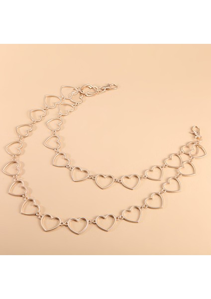 Punk Içi Boş Kalp Bel Zinciri Kadınlar Için Çift Katmanlı Zincir Kemer Altın Gümüş Renk Kemer Kısa Etek Dekoratif Kemer (Yurt Dışından) indirimleri