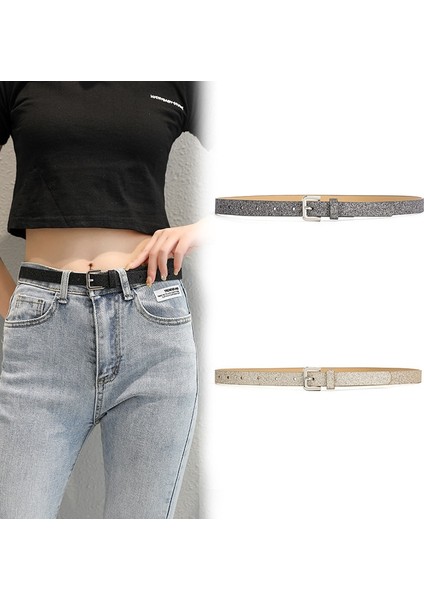 Yeni Gümüş Payetler Toka Pu Kemer Kadın Moda Parlak Pin Tokalı Kemerler Kadın Elbisesi Kot Marka Tasarım Kemer (Yurt Dışından) modelleri