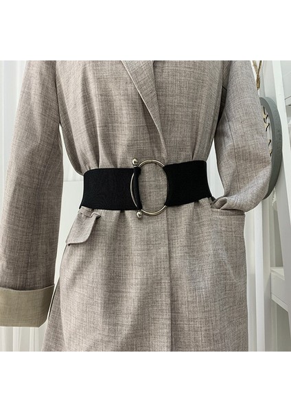 Kadınlar Için 1 Adet Kemerler Siyah Basit Bel Elastik Bayanlar Bant Yuvarlak Toka Dekorasyon Ceket Kazak Moda Elbise (Yurt Dışından) modelleri