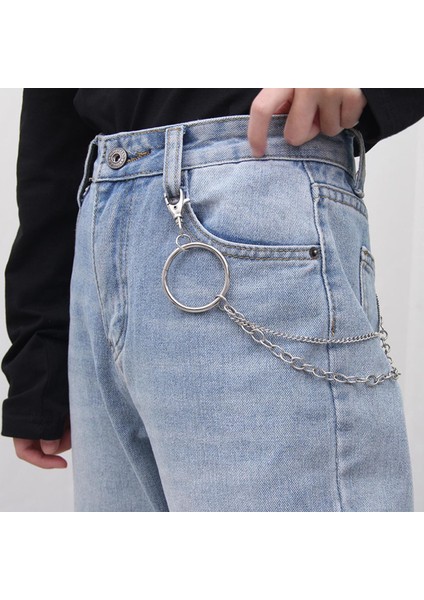 Punk Pantolon Zinciri Anahtarlık Kadın Pantolon Zincirleri Çok Katmanlı Kemer Bel Anahtarlıklar Kaya Kanca Takı Aksesuarları (Yurt Dışından)