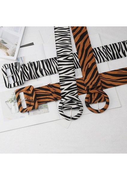 Lookloland Bayanlar Zebra Desen Kemer Süet Kare Toka Bel Kemeri Pin Toka Kemer Kuşak Kadın Korse Kuşak Rüzgarlık (Yurt Dışından)
