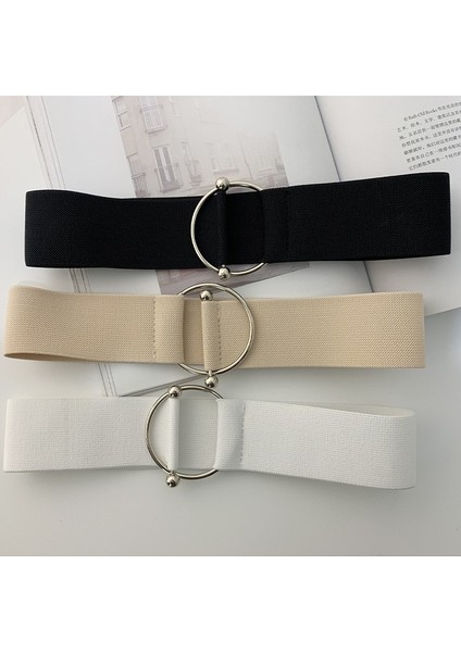 Moda Kadın Geniş Kemer Elastik Düz Renk Elbise Kemer Aksesuarları Streç Yuvarlak Metal Tokalı Kemerler Kadın Kemer Aksesuarları (Yurt Dışından) fiyatları