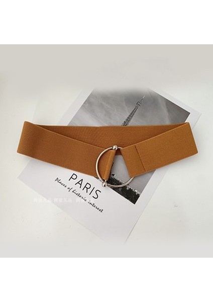 Moda Kadın Geniş Kemer Elastik Düz Renk Elbise Kemer Aksesuarları Streç Yuvarlak Metal Tokalı Kemerler Kadın Kemer Aksesuarları (Yurt Dışından) fırsatları