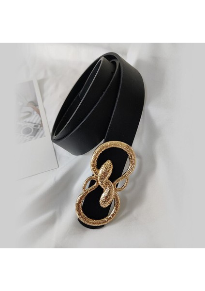 Lookloland Bayanlar Bel Kemerleri Kadınlar Için Yüksek Kaliteli Büyük Ceinture Femme Lüks Yılan Toka Kemer Cintos Kot Kuşak Elbise Askısı (Yurt Dışından)