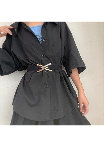 65 cm Yeni Kadın Moda Geometri Toka Elastik Geniş Kemer Geniş Kuşak Kayışı Kemer Kadınlar Için Geri Çekme Bel Aksesuarları (Yurt Dışından) fırsatları