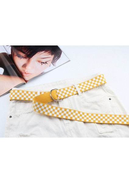 Moda Sokak Stili Kadın Punk Dama Tahtası Uzun Kemer D Halka Ekose Damalı Kemerler Kot Siyah Mavi Sarı Kanvas Kayış (Yurt Dışından) indirimleri