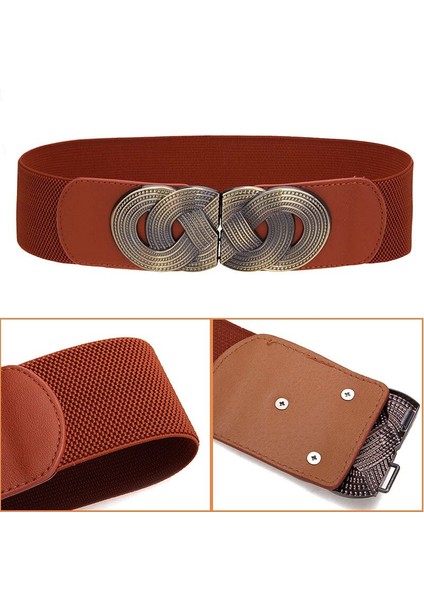 Kadınlar Geniş Esnek Kemer Elastik Kemer Vintage Alaşım Toka Bel Kemeri Elbise Ceket Giyim Süslemeleri Moda Kuşak (Yurt Dışından) fırsatları