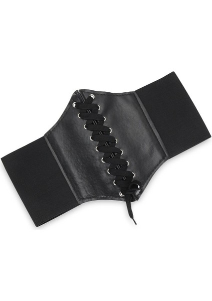 Yeni Kadın Charm Pu Deri Geniş Korse Kemer Bağcıklı Bant Elastik Streç Cinch Bel Kemeri Sıcak Satış (Yurt Dışından) fiyatları