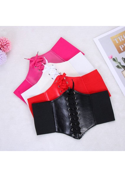 Yeni Kadın Charm Pu Deri Geniş Korse Kemer Bağcıklı Bant Elastik Streç Cinch Bel Kemeri Sıcak Satış (Yurt Dışından) modelleri