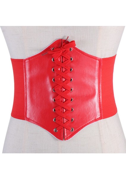 Yeni Kadın Charm Pu Deri Geniş Korse Kemer Bağcıklı Bant Elastik Streç Cinch Bel Kemeri Sıcak Satış (Yurt Dışından) fırsatları