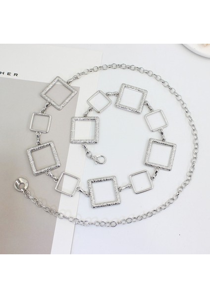 Lookloland Trendy Zarif Metal Bel Zincir Kemer Kare Kuşak Bel Kemeri Kadın Elbise Takım Elbise Dekoratif Kemer Kemer Zinciri Asılı Zincir (Yurt Dışından) fırsatları