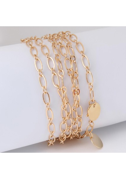 Moda Kadın Bayan Bel Zincir Kemer Metal Altın Gümüş Renk Kemer Zincir Kemer Elbise Gömlek Elbise Aksesuarları (Yurt Dışından)