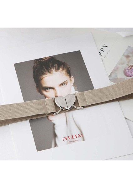 1 Adet Kadın Elastik Kemerler Aşk Kalp Metal Toka Bel Elbise Ceket Kazak Dekoratif Kemer Bel Aksesuarları (Yurt Dışından)