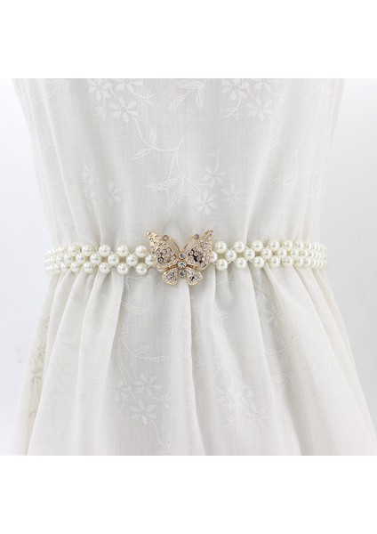 Kadın Zarif Yapay Elmas Inci Elastik Kemer / Metal Tokalı Elastik Bel Zincir Kemer (Yurt Dışından) modelleri