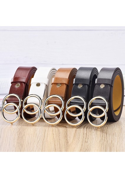 Kadın Çift Halkalı Kemer / Moda Bel Kemeri / Deri Metal Pin Tokalı Kemerler / Bayanlar Çift Daire Düğme Kemer Giymek Için Eğlence Kot Elbise (Yurt Dışından) fiyatları