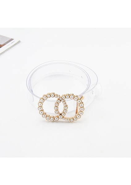 2021 Moda Şeffaf Kemer Kadınlar Için Inci Yüzük Toka Bel Kemerleri Kadın Şeffaf Cinturon Mujer Plastik Tasarımcı Pvc Kemer (Yurt Dışından)