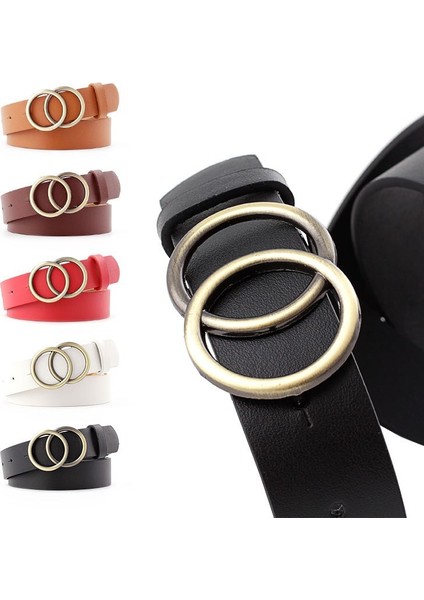 Olome Siyah Kırmızı Çift Yuvarlak Toka Kadın Bel Kemeri Kadın Riem Cinto Feminino Ceinture Femme Cinturon Mujer Harajuku Cinto (Yurt Dışından) fiyatları