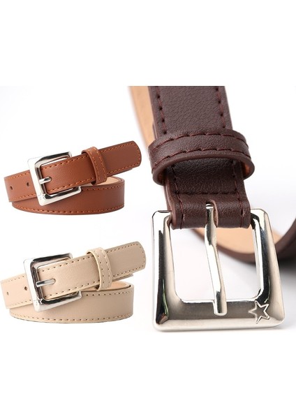 Tatlı Yıldız Kare Tokalı Kemerler Kadınlar Için Pu Deri Tasarımcı Kemer Kızlar Basit Retro Kemer Moda Kot Elbise Bel Kemerleri (Yurt Dışından) modelleri