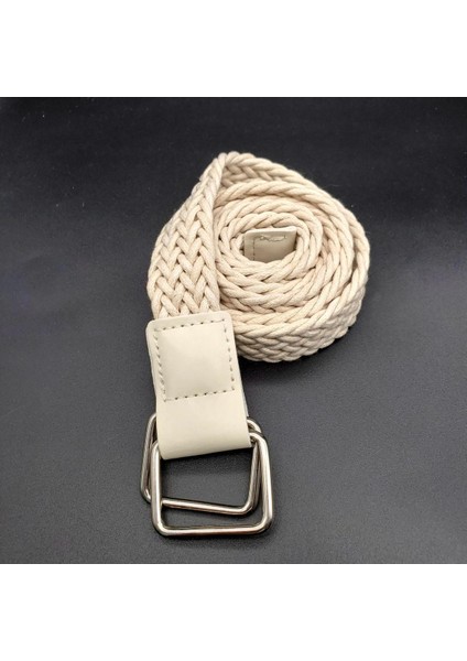 110 cm Elastik Beyaz Kemer Kadın Rahat Kanvas Tüm Maç Kemer Bayanlar Örme Toka Korse Kemerler (Yurt Dışından)