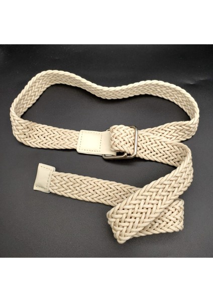 110 cm Elastik Beyaz Kemer Kadın Rahat Kanvas Tüm Maç Kemer Bayanlar Örme Toka Korse Kemerler (Yurt Dışından) fırsatları