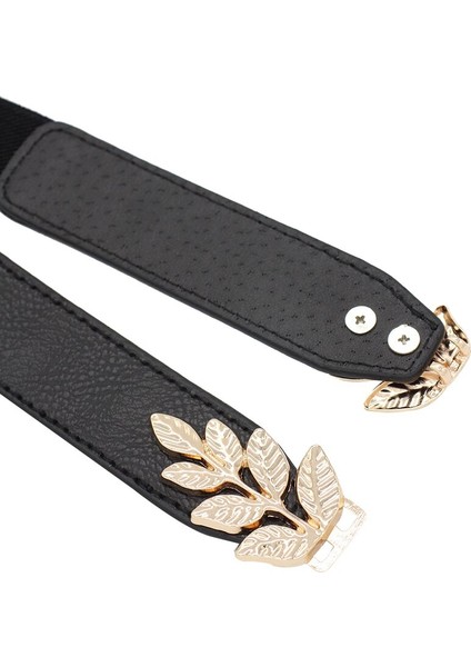 Streç Sıska Elbise Kemer Elastik Yaprak Şekli Kadın Bel Kemeri Altın Toka Moda Kemer Kayışı Beyaz Siyah Kadın Kemer (Yurt Dışından) fiyatları