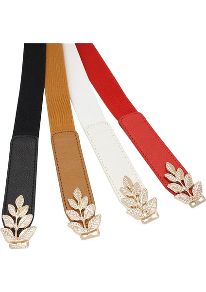 Streç Sıska Elbise Kemer Elastik Yaprak Şekli Kadın Bel Kemeri Altın Toka Moda Kemer Kayışı Beyaz Siyah Kadın Kemer (Yurt Dışından) modelleri