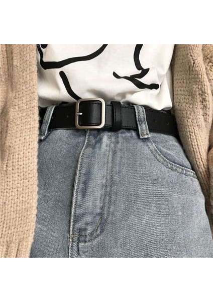 Geniş Kemer Bayan Basit Çok Yönlü Kemer Kadınlar Için Kore Moda Öğrencinin Kare Toka Kız Kemer Kot (Yurt Dışından) fırsatları