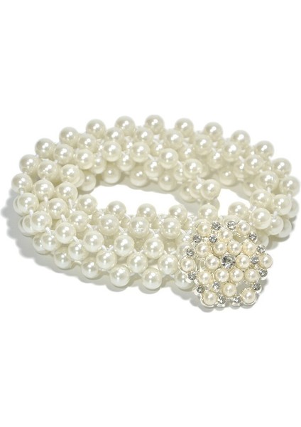 Kadın Inci Bel Zinciri Elastik Blok Taklidi Dekor Kemer Kızlar Çok Tarzı Maç Elbise Kemer Kadın 67 cm (Yurt Dışından) fiyatları