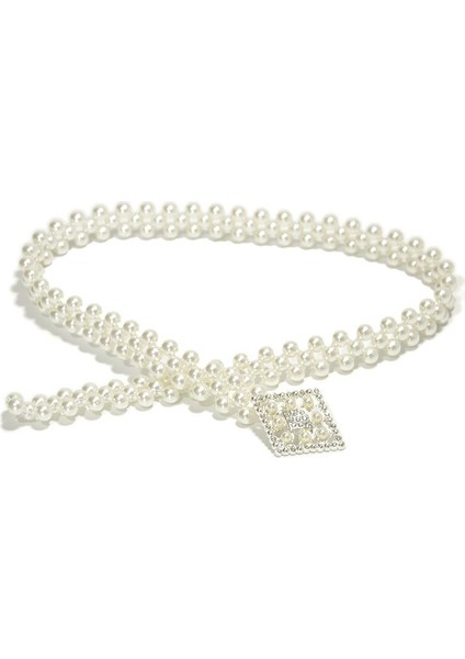 Kadın Inci Bel Zinciri Elastik Blok Taklidi Dekor Kemer Kızlar Çok Tarzı Maç Elbise Kemer Kadın 67 cm (Yurt Dışından) indirimleri