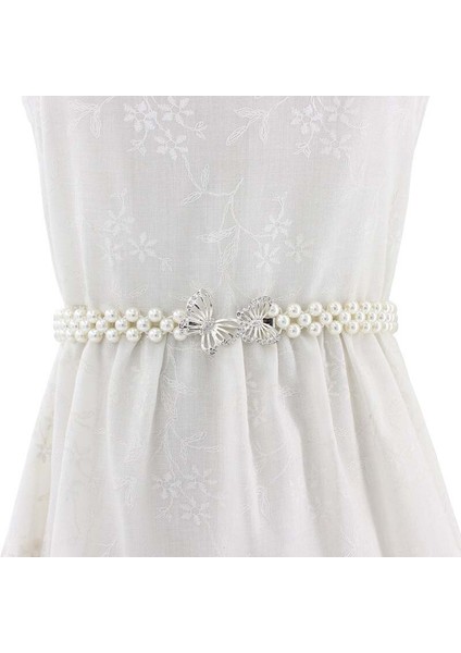 2020 Kadın Kız Lüks Zarif Kemer Elastik Kristal Inci Boncuk Beyaz Moda Toka Bel Bandı Kemer Elbise Elbise (Yurt Dışından) fiyatları