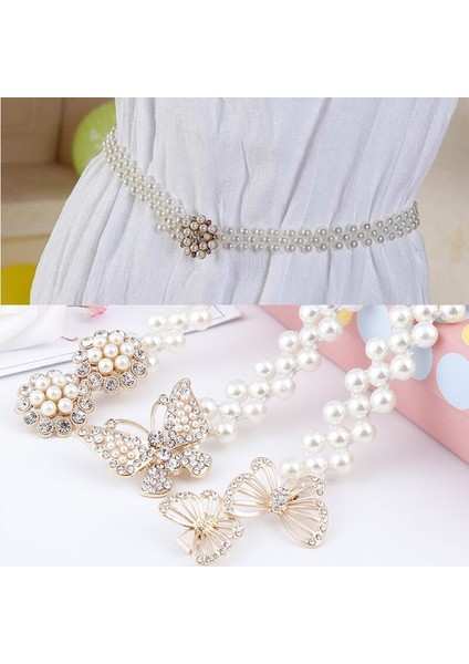 2020 Kadın Kız Lüks Zarif Kemer Elastik Kristal Inci Boncuk Beyaz Moda Toka Bel Bandı Kemer Elbise Elbise (Yurt Dışından) fırsatları