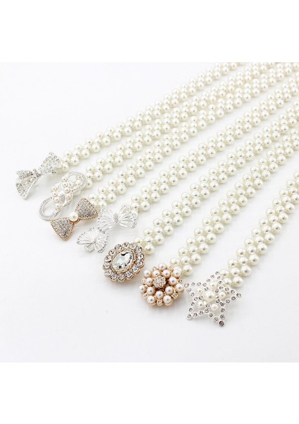 2020 Kadın Kız Lüks Zarif Kemer Elastik Kristal Inci Boncuk Beyaz Moda Toka Bel Bandı Kemer Elbise Elbise (Yurt Dışından) indirimleri