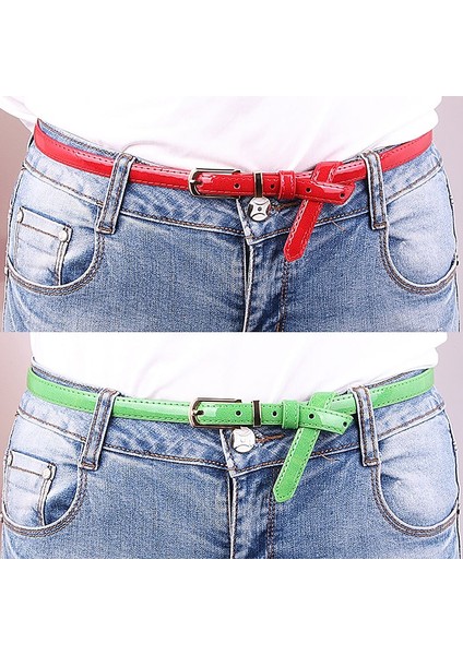 Lookloland Pu Deri Narin Kemerler Kadın Ladis Retro Vintage Kemerler Kız Şeker Renkler Kayış Kemer Takım Elbise Pantalonları (Yurt Dışından) modelleri