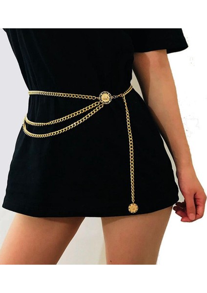 Moda Kemerler Kadın Lüks Altın Dar Metal Zincir Tıknaz Saçaklar Kemer (Yurt Dışından)