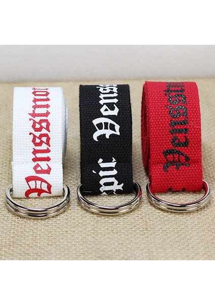 Uni Kanvas Kemerler Harfler Baskılı D Halka Çift Toka Punk Bel Kemeri Kadın Erkek Genç Uzun Geniş Kemer (Yurt Dışından) fırsatları