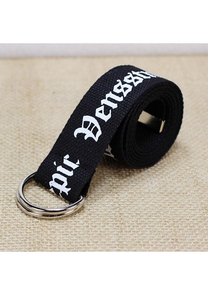 Uni Kanvas Kemerler Harfler Baskılı D Halka Çift Toka Punk Bel Kemeri Kadın Erkek Genç Uzun Geniş Kemer (Yurt Dışından) indirimleri