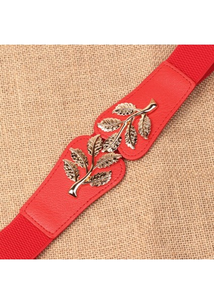 Yeni Moda Yaprak Kemerler Kadınlar Için Sıkı Bayan Elastik Kuşaklar Koyu Mavi Kemer Elbise Altın Çift Metal Toka Kemer (Yurt Dışından) modelleri