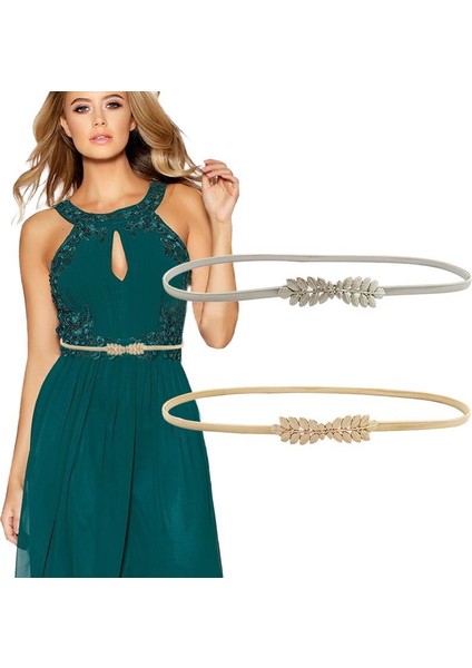 Moda Metal Sıska Çiçek Yaprak Şekli Zincir Kemerler Kadınlar Için Tasarımcı Elastik Kemerler Bayanlar Kızlar Sapanlar Kemer Bantları Kadın (Yurt Dışından) fiyatları