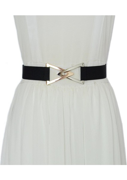 Kadın Üçgen Tokalı Kemer Yeni Elastik Esneklik Altın Kemerler Kadınlar Için Metal Toka Kemer Kadın Elbisesi Moda (Yurt Dışından)