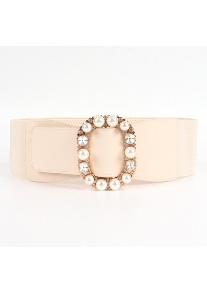 2022 Fashionladies Elastik Geniş Bel Taklidi Inci Toka Elbise Gömlek Dekorasyon Kemerler Kadınlar Için Lüks Tasarımcı Marka (Yurt Dışından)