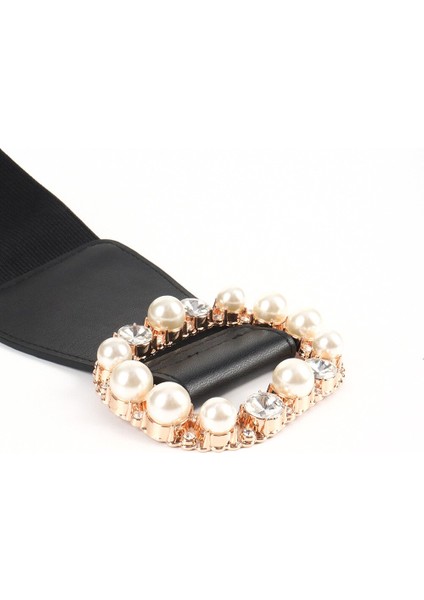 2022 Fashionladies Elastik Geniş Bel Taklidi Inci Toka Elbise Gömlek Dekorasyon Kemerler Kadınlar Için Lüks Tasarımcı Marka (Yurt Dışından) indirimleri