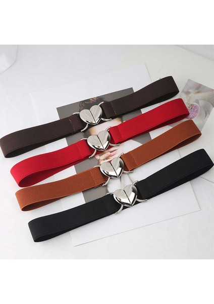 Zarif Kadın Metal Yüksek Kaliteli Aşk Kalp Toka Bel Aksesuarları Elastik Kemerler Ince Kemerler Kemer (Yurt Dışından) indirimleri