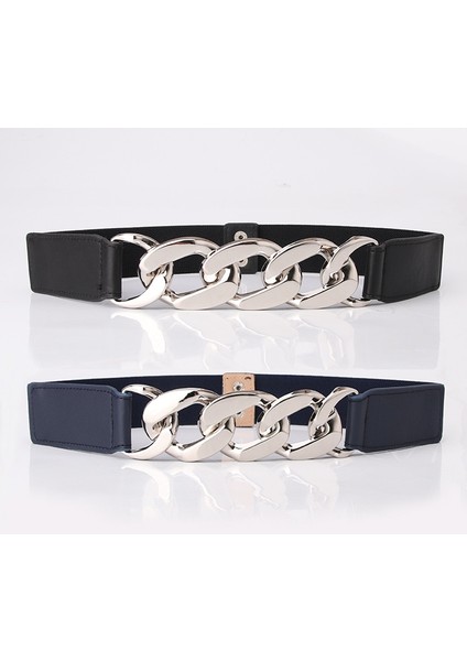 Punk Kadın Elastik Geniş Kemerler Gümüş Altın Zincir Pu Kalın Zincir Bel Kemerli Elbise Ceket Kazak Dekoratif Kemer Kadın (Yurt Dışından) fiyatları