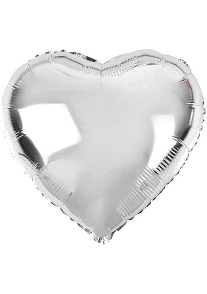 Kalp Şekilli Gümüş Renk Folyo Balon 45 cm 5 Adet (4172)