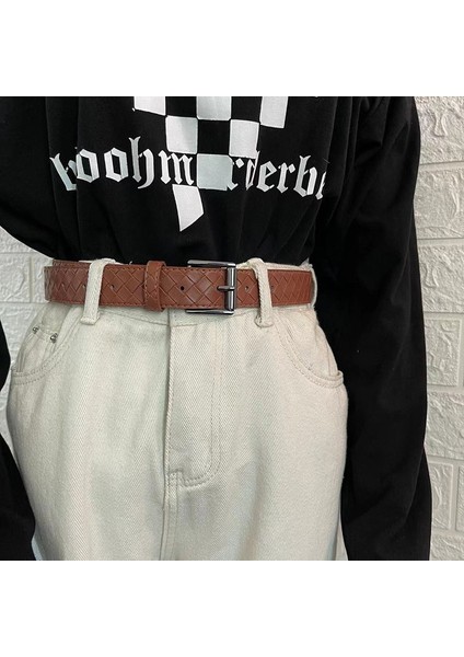 Moda Kemer Örgülü Kemerler Kadın Erkek Pin Toka Dokuma Streç Bel Kayışı Kot Için Eşkenar Dörtgen Doku Rahat Kemer S3184 (Yurt Dışından) fırsatları