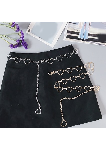 Lookloland Moda Kadın Kemer Pantolon Klasik Bel Zinciri Aşk Kalp Hollow Kuşak Bel Kemerleri 105 cm Kadın Hip Hop Tarzı Ince Bel Kemeri (Yurt Dışından) fiyatları
