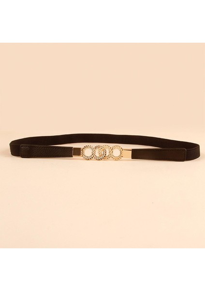 Altın Yuvarlak Halka Tokalı Kemerler Kadınlar Için Ince Elastik Kemer Bayan Elbise Ceket Kemer Kayışı (Yurt Dışından)